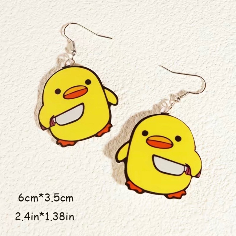 Funny Violent Duck Dangle Earrings